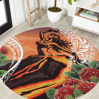 Hawaii Women's Day Tribal Round Carpet Pele Honua Mea LT7 Art - Polynesian Pride