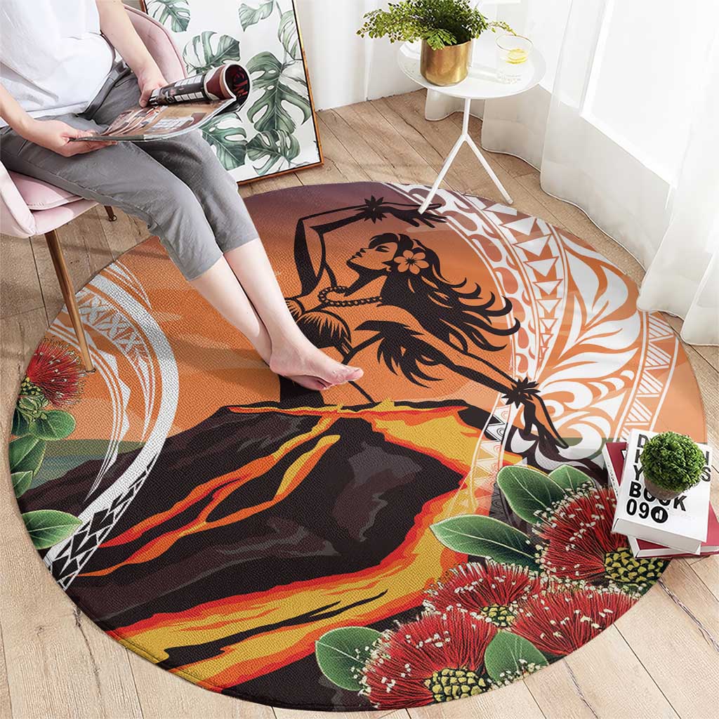 Hawaii Women's Day Tribal Round Carpet Pele Honua Mea LT7 - Polynesian Pride