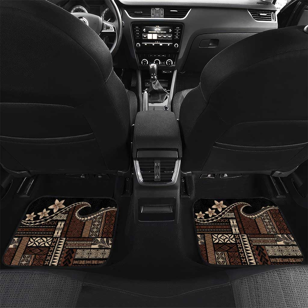 Samoa Siapo Mamanu Car Mats Waves Motifs LT7 Set 2pcs - Back Black - Polynesian Pride