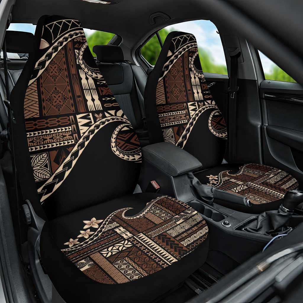 Samoa Siapo Mamanu Car Seat Cover Waves Motifs LT7 One Size Black - Polynesian Pride