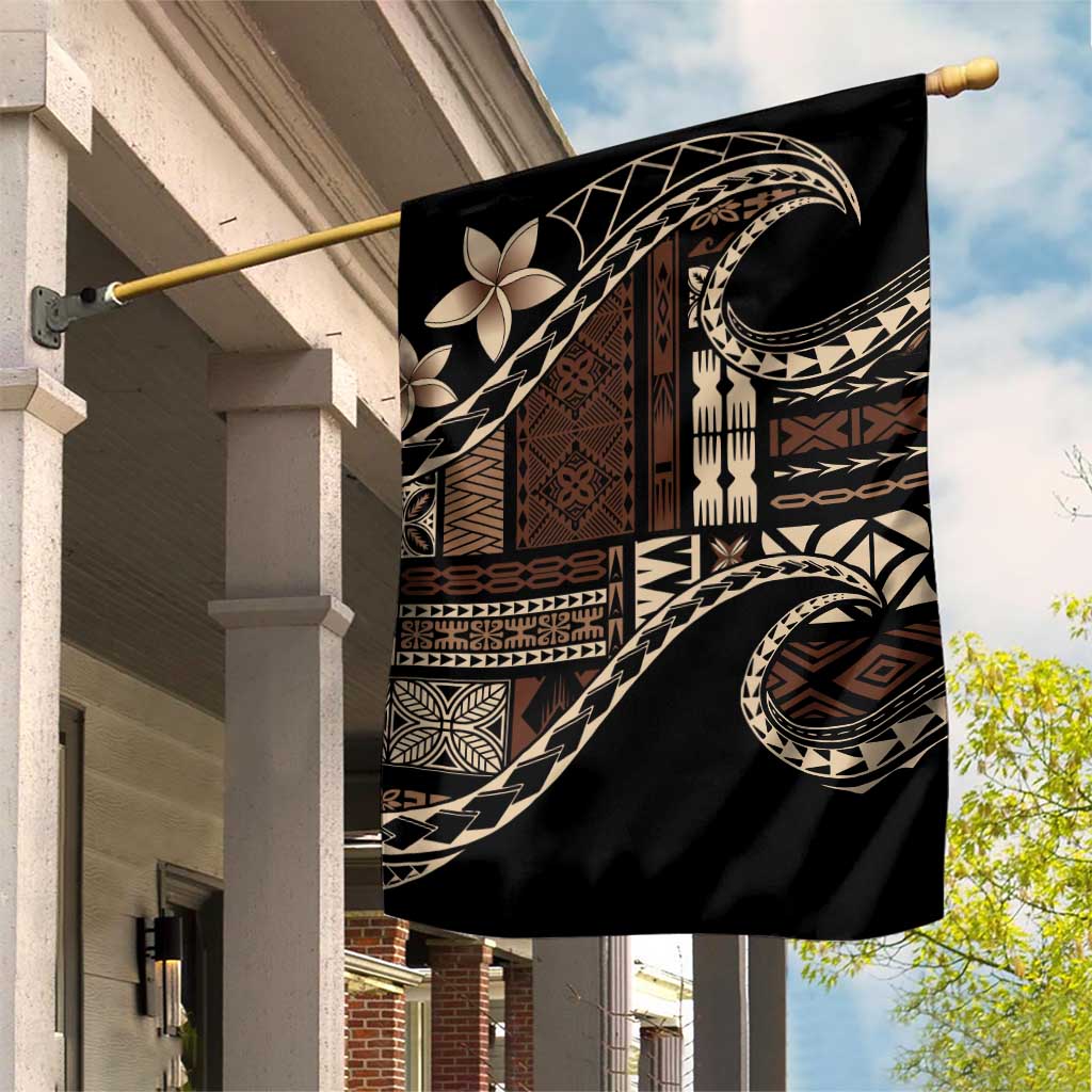 Samoa Siapo Mamanu Garden Flag Waves Motifs LT7 House Flag Black - Polynesian Pride