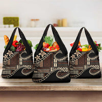 Samoa Siapo Mamanu Grocery Bag Waves Motifs LT7 3-pack One Size Black - Polynesian Pride