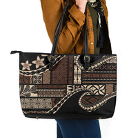 Samoa Siapo Mamanu Leather Tote Bag Waves Motifs LT7 - Polynesian Pride
