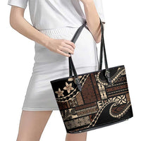 Samoa Siapo Mamanu Leather Tote Bag Waves Motifs LT7 - Polynesian Pride