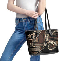 Samoa Siapo Mamanu Leather Tote Bag Waves Motifs LT7 - Polynesian Pride