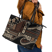 Samoa Siapo Mamanu Leather Tote Bag Waves Motifs LT7 - Polynesian Pride