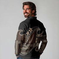 Samoa Siapo Mamanu Long Sleeve Polo Shirt Waves Motifs LT7 - Polynesian Pride