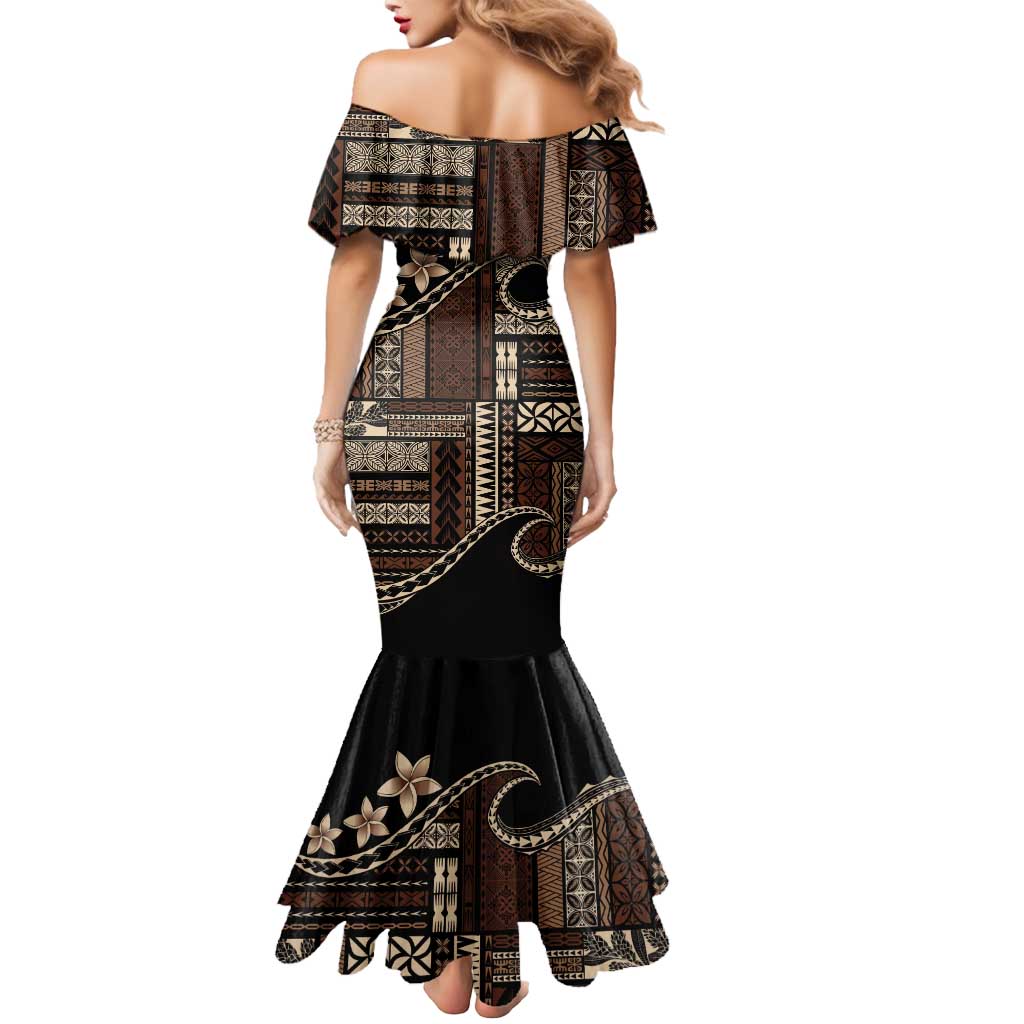 Samoa Siapo Mamanu Mermaid Dress Waves Motifs LT7 - Polynesian Pride