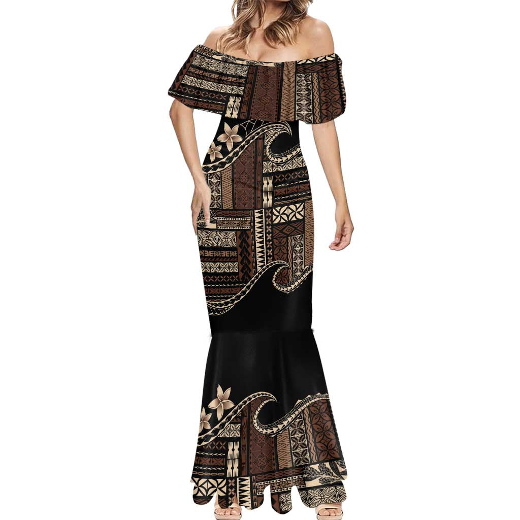 Samoa Siapo Mamanu Mermaid Dress Waves Motifs LT7 - Polynesian Pride
