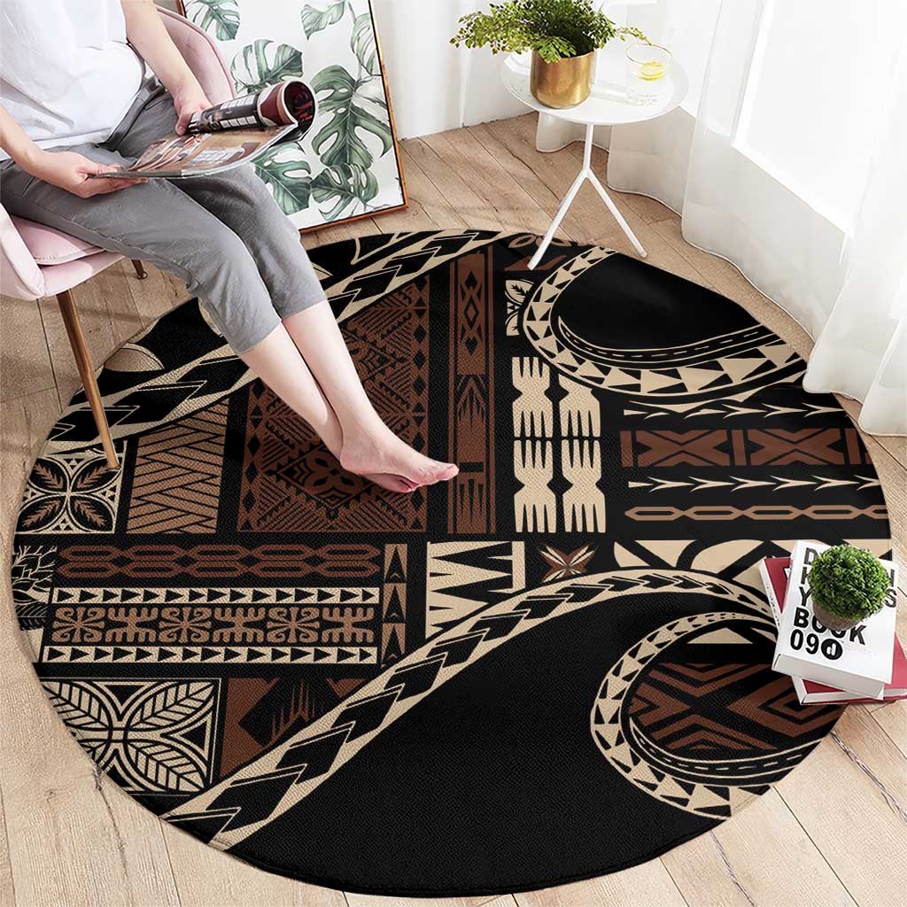 Samoa Siapo Mamanu Round Carpet Waves Motifs LT7 - Polynesian Pride