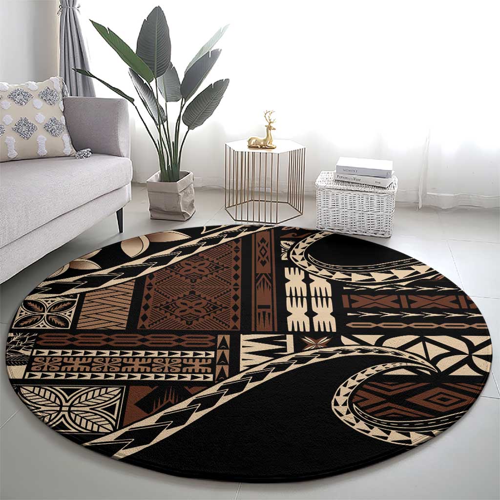 Samoa Siapo Mamanu Round Carpet Waves Motifs LT7 - Polynesian Pride