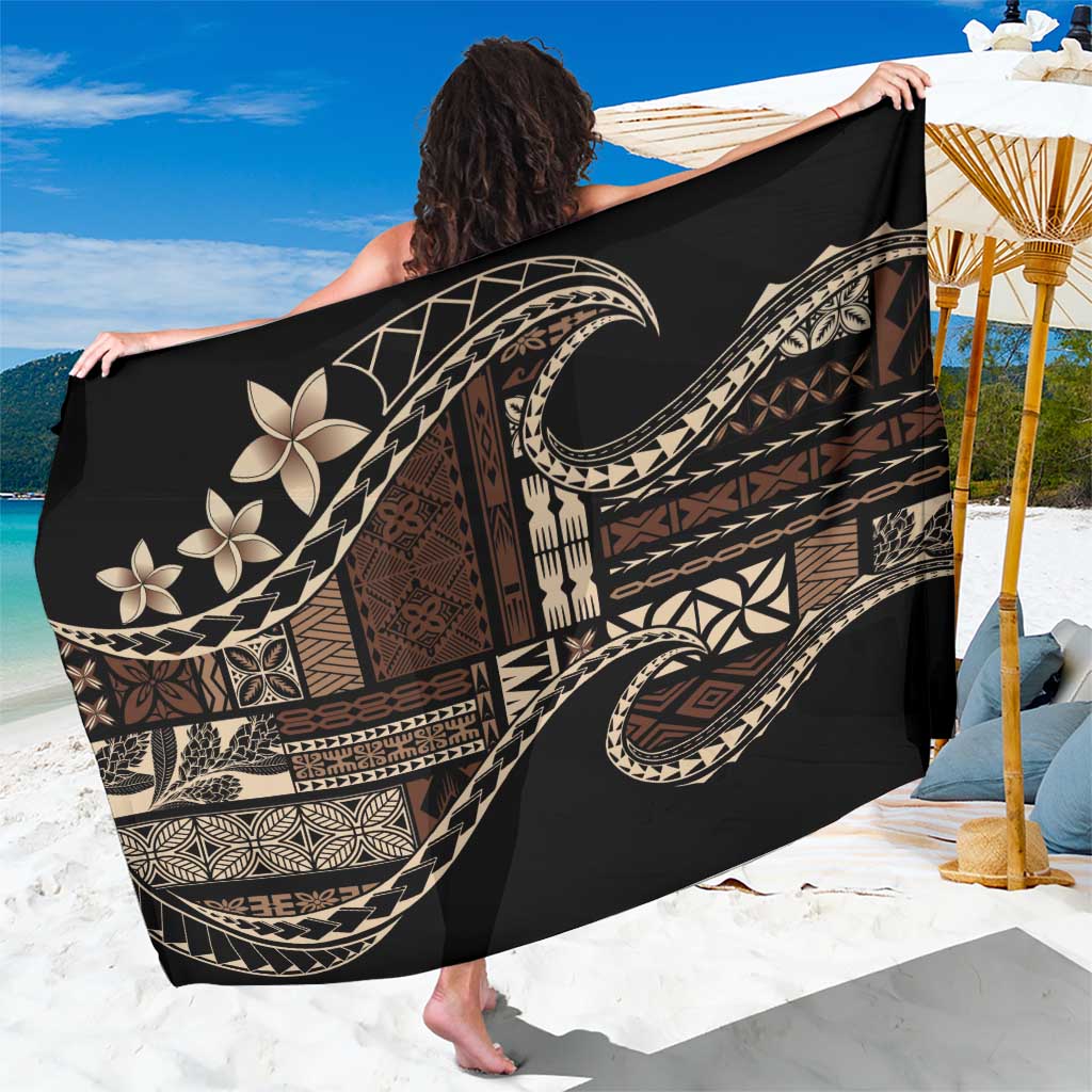 Samoa Siapo Mamanu Sarong Waves Motifs LT7 One Size 44 x 66 inches Black - Polynesian Pride
