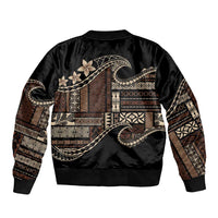 Samoa Siapo Mamanu Sleeve Zip Bomber Jacket Waves Motifs LT7 - Polynesian Pride