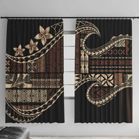 Samoa Siapo Mamanu Window Curtain Waves Motifs LT7 With Hooks Black - Polynesian Pride