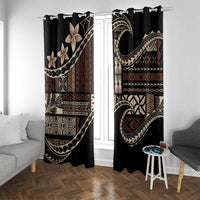 Samoa Siapo Mamanu Window Curtain Waves Motifs LT7 With Grommets Black - Polynesian Pride