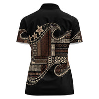 Samoa Siapo Mamanu Women Polo Shirt Waves Motifs LT7 - Polynesian Pride