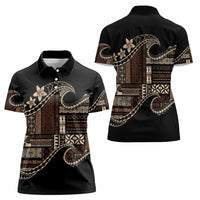 Samoa Siapo Mamanu Women Polo Shirt Waves Motifs LT7 - Polynesian Pride