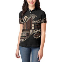 Samoa Siapo Mamanu Women Polo Shirt Waves Motifs LT7 - Polynesian Pride
