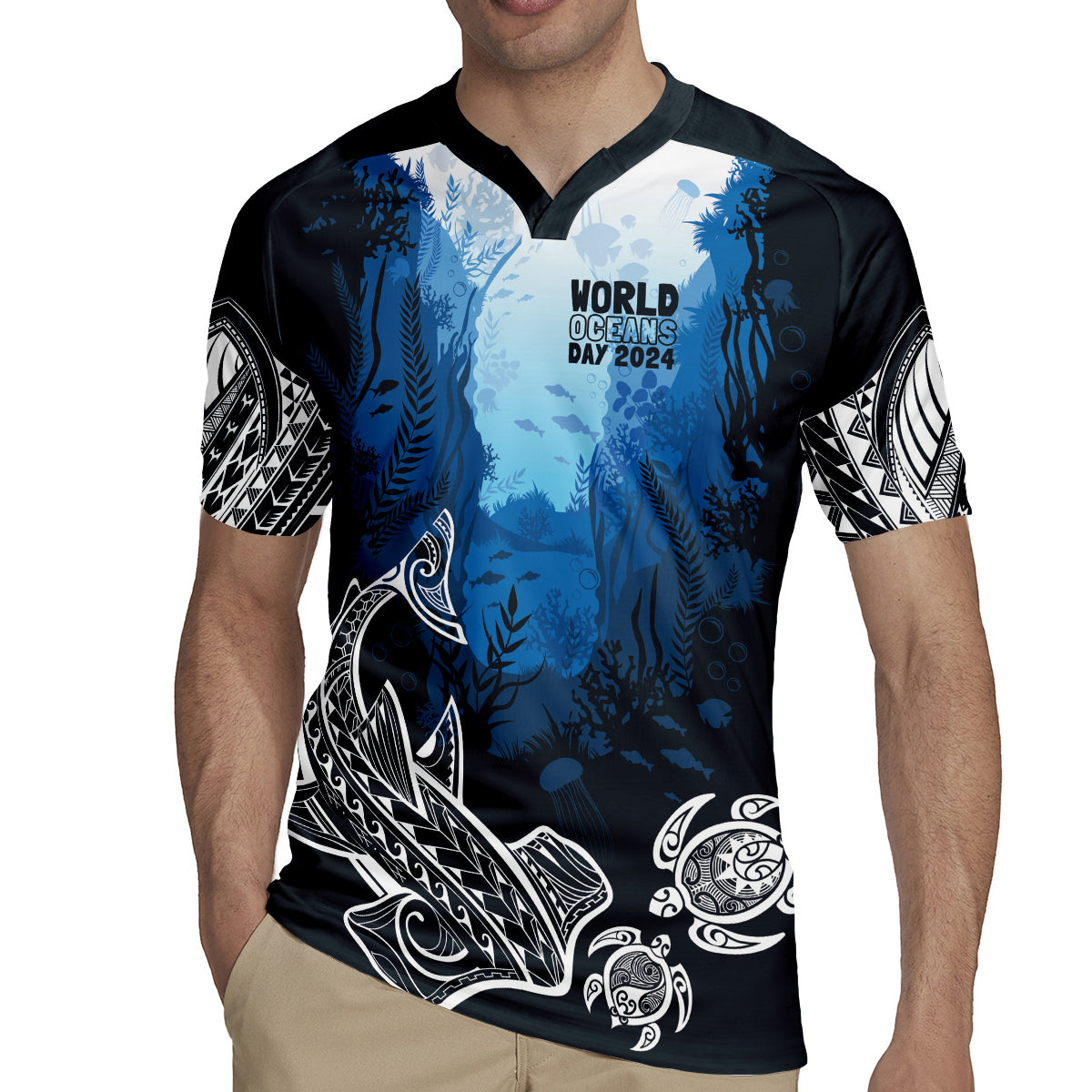 World Ocean Day Pasifika Rugby Jersey Awaken New Depths LT7 - Polynesian Pride