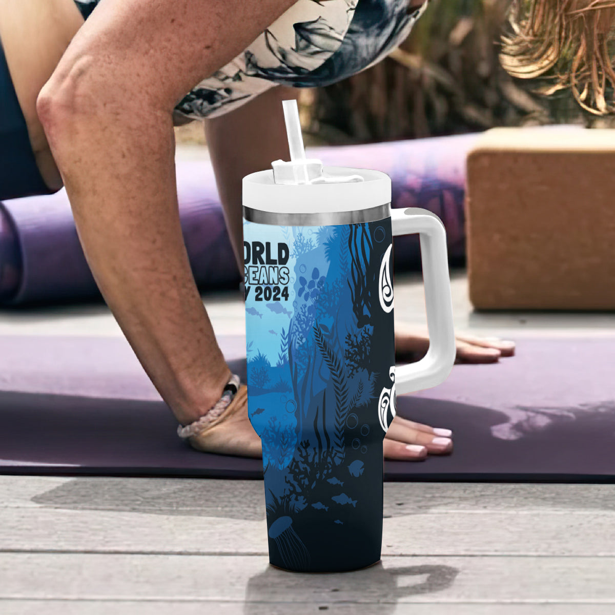 World Ocean Day Pasifika Tumbler With Handle Awaken New Depths LT7 - Polynesian Pride