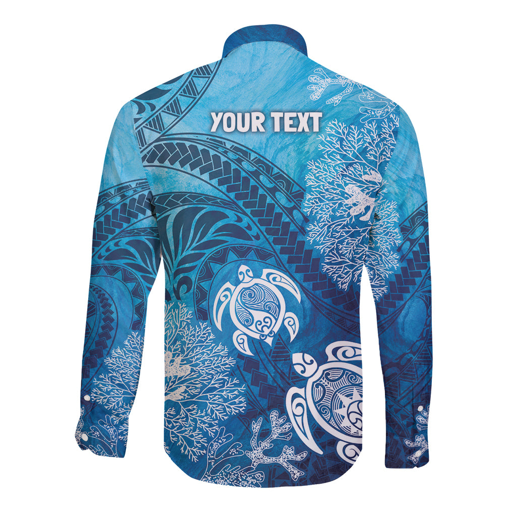 Hawaii World Ocean Day Long Sleeve Button Shirt Kakau Turtles LT7 - Polynesian Pride