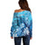 Hawaii World Ocean Day Off Shoulder Sweater Kakau Turtles