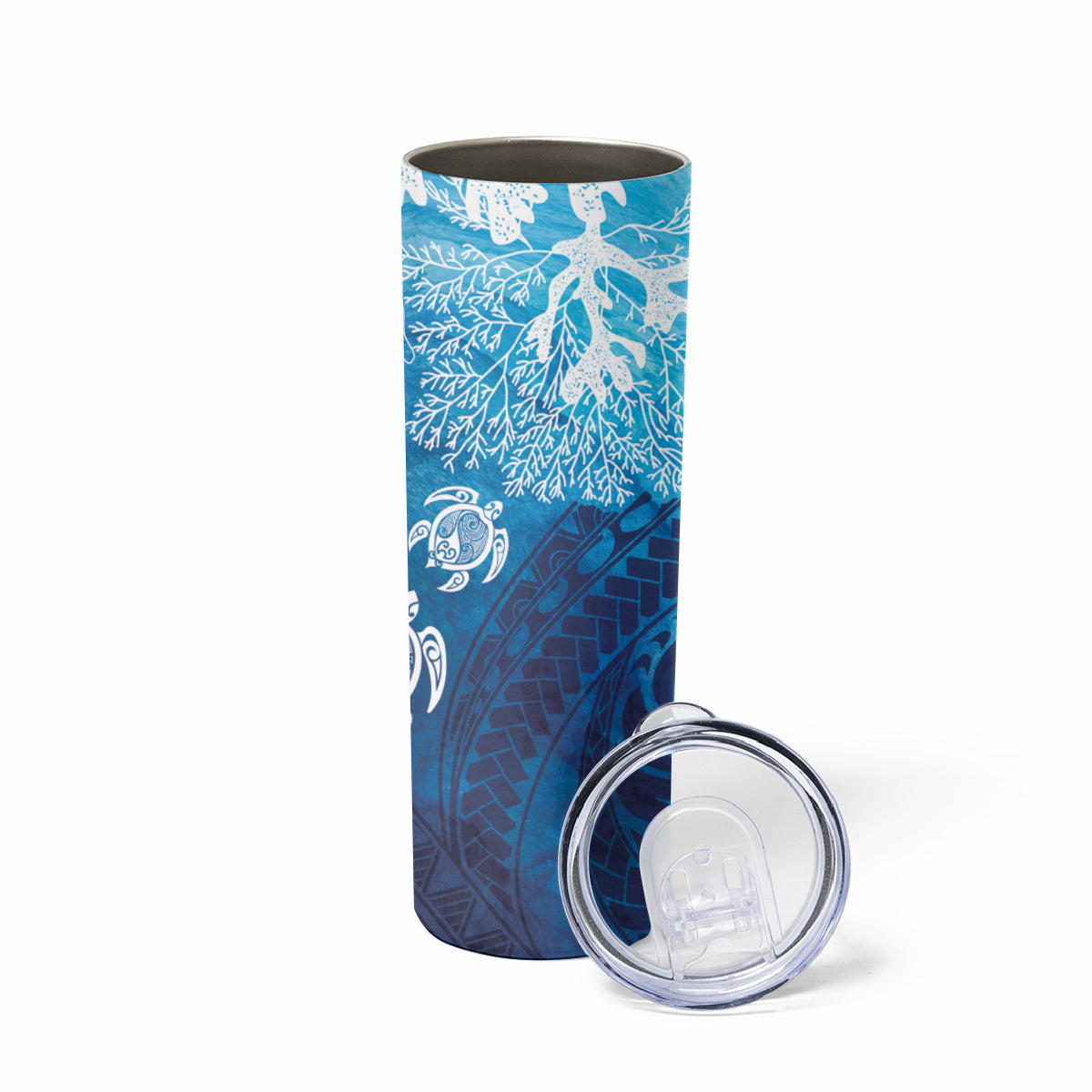 Hawaii World Ocean Day Skinny Tumbler Kakau Turtles LT7 - Polynesian Pride