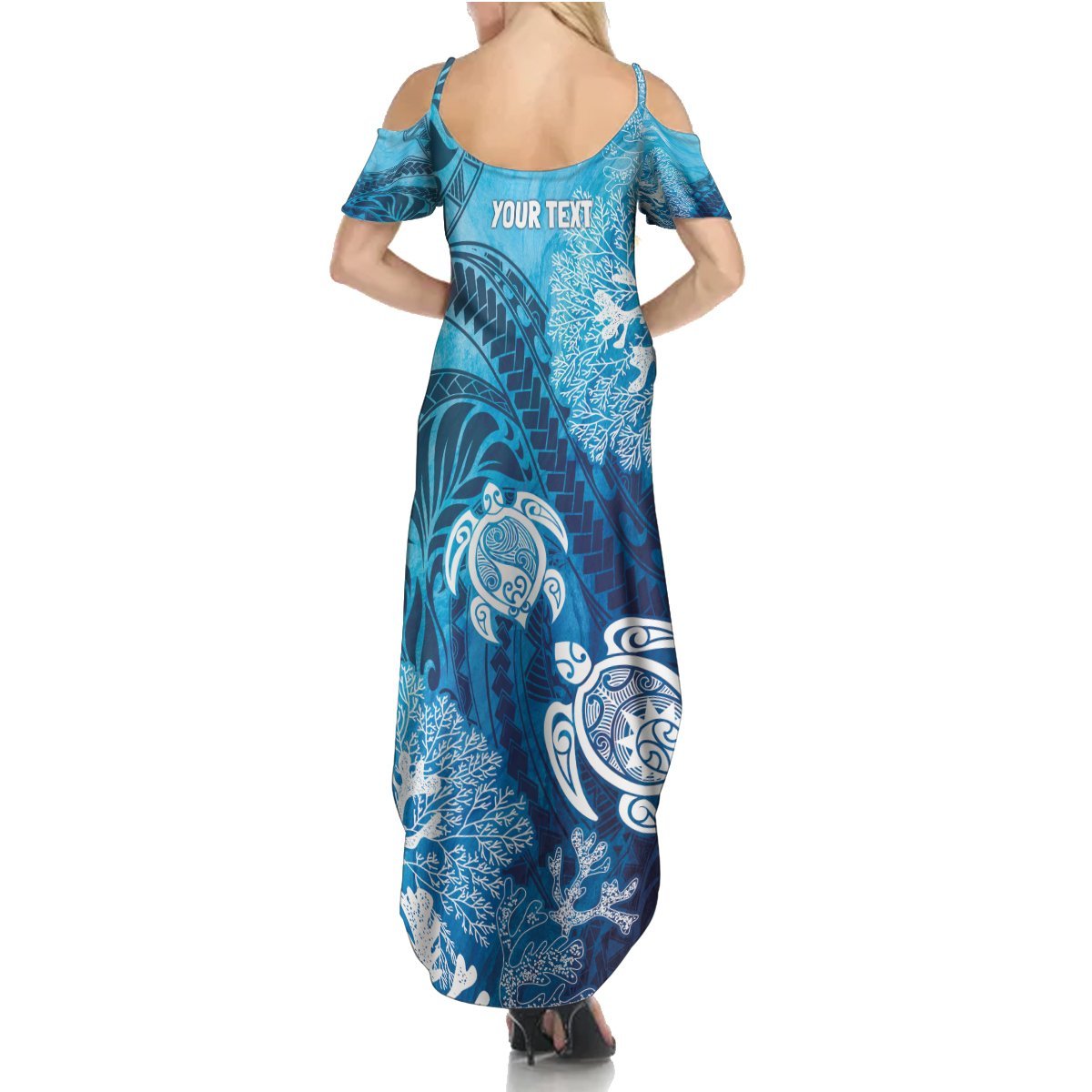Hawaii World Ocean Day Summer Maxi Dress Kakau Turtles LT7 - Polynesian Pride