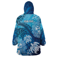 Hawaii World Ocean Day Wearable Blanket Hoodie Kakau Turtles LT7 - Polynesian Pride