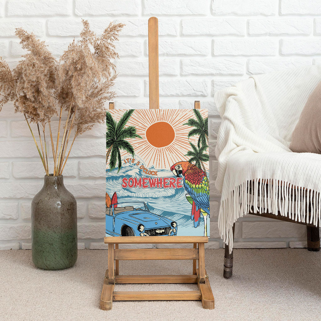Summer Holiday It's 5 o'clock Somewhere Vintage Hawaii Canvas Wall Art LT7 - Polynesian Pride