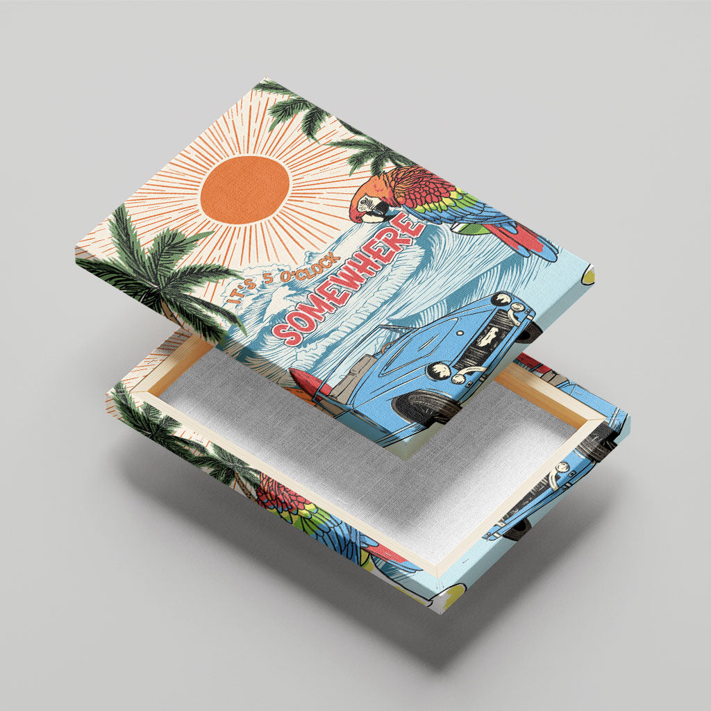 Summer Holiday It's 5 o'clock Somewhere Vintage Hawaii Canvas Wall Art LT7 - Polynesian Pride