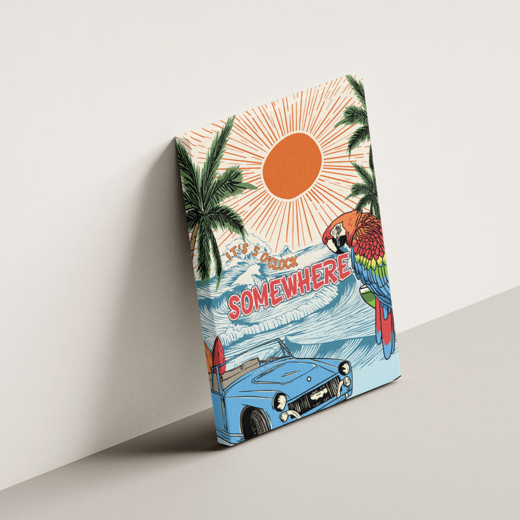 Summer Holiday It's 5 o'clock Somewhere Vintage Hawaii Canvas Wall Art LT7 - Polynesian Pride