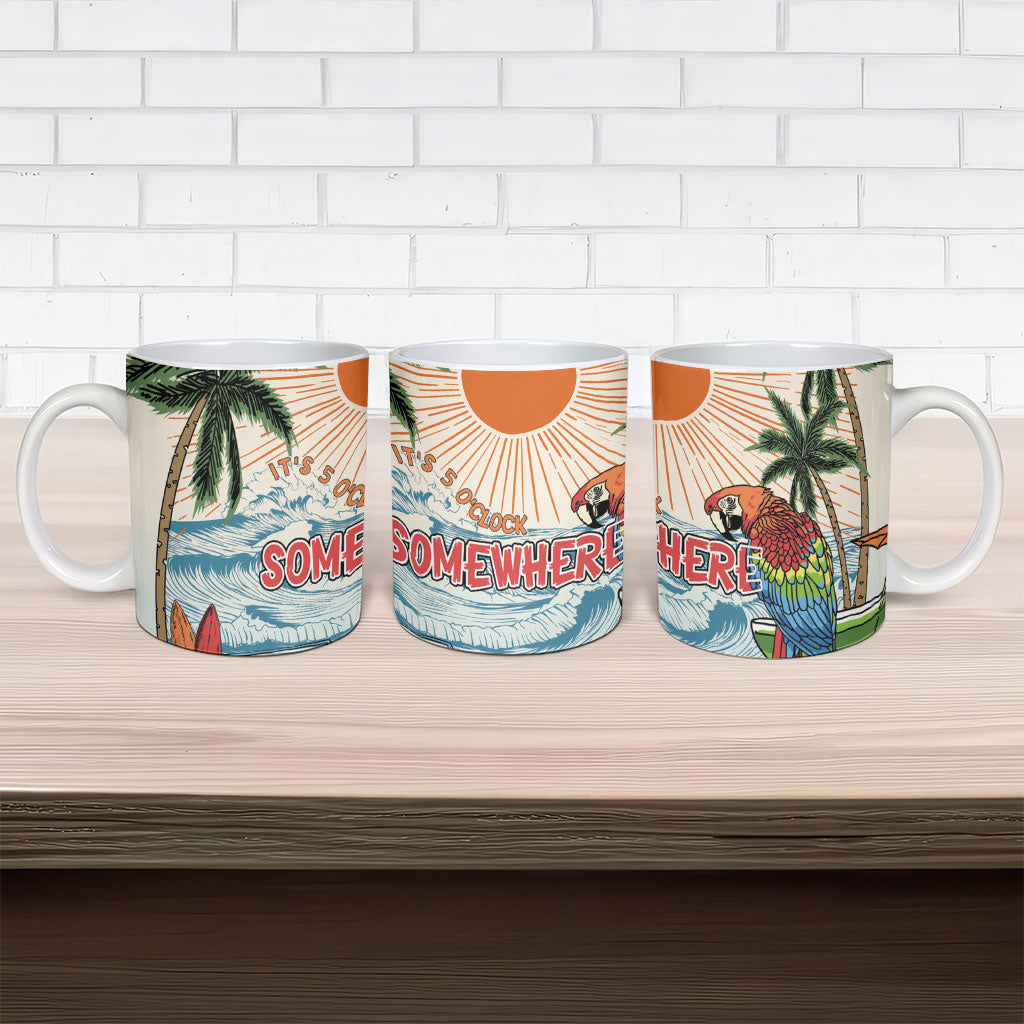 Summer Holiday It's 5 o'clock Somewhere Vintage Hawaii Ceramic Mug LT7 - Polynesian Pride