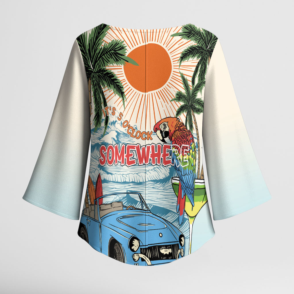 Summer Holiday It's 5 o'clock Somewhere Vintage Hawaii Kimono Sleeve Blouse LT7 - Polynesian Pride