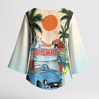 Summer Holiday It's 5 o'clock Somewhere Vintage Hawaii Kimono Sleeve Blouse LT7 - Polynesian Pride
