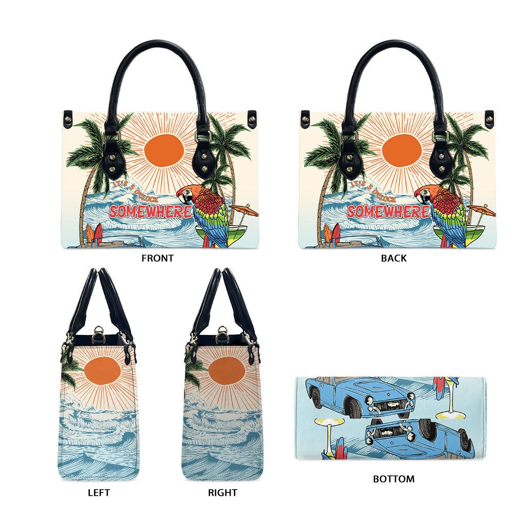 Summer Holiday It's 5 o'clock Somewhere Vintage Hawaii Leather Bag LT7 - Polynesian Pride