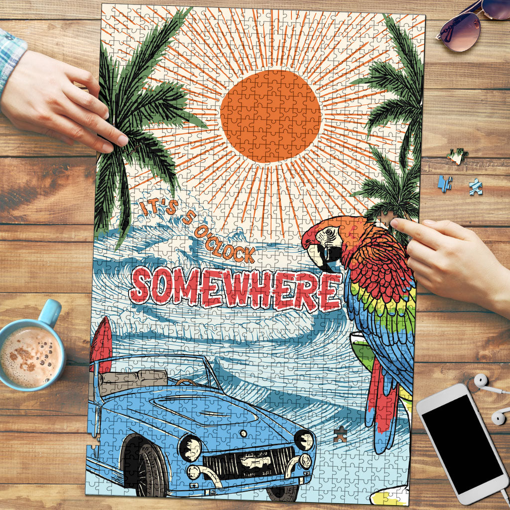 Summer Holiday It's 5 o'clock Somewhere Vintage Hawaii Puzzle LT7 Colorful - Polynesian Pride