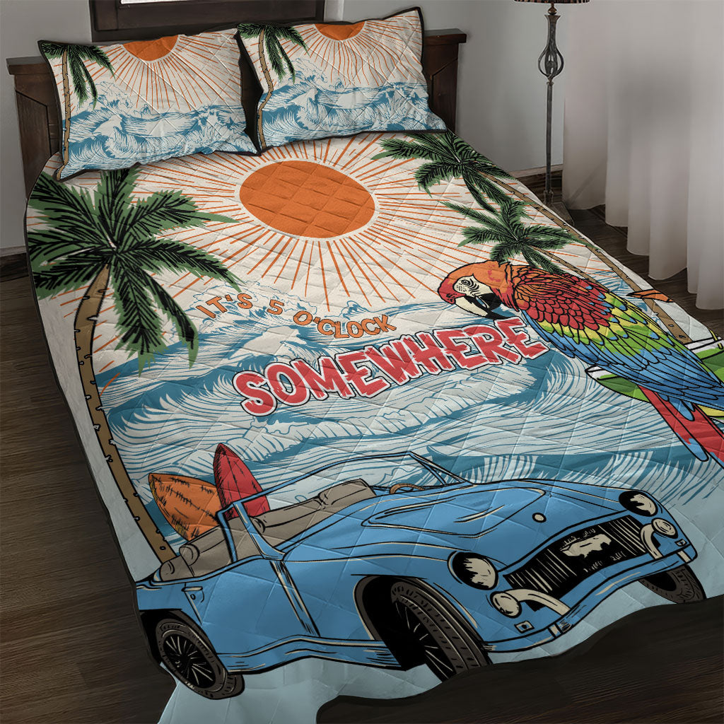 Summer Holiday It's 5 o'clock Somewhere Vintage Hawaii Quilt Bed Set LT7 Colorful - Polynesian Pride