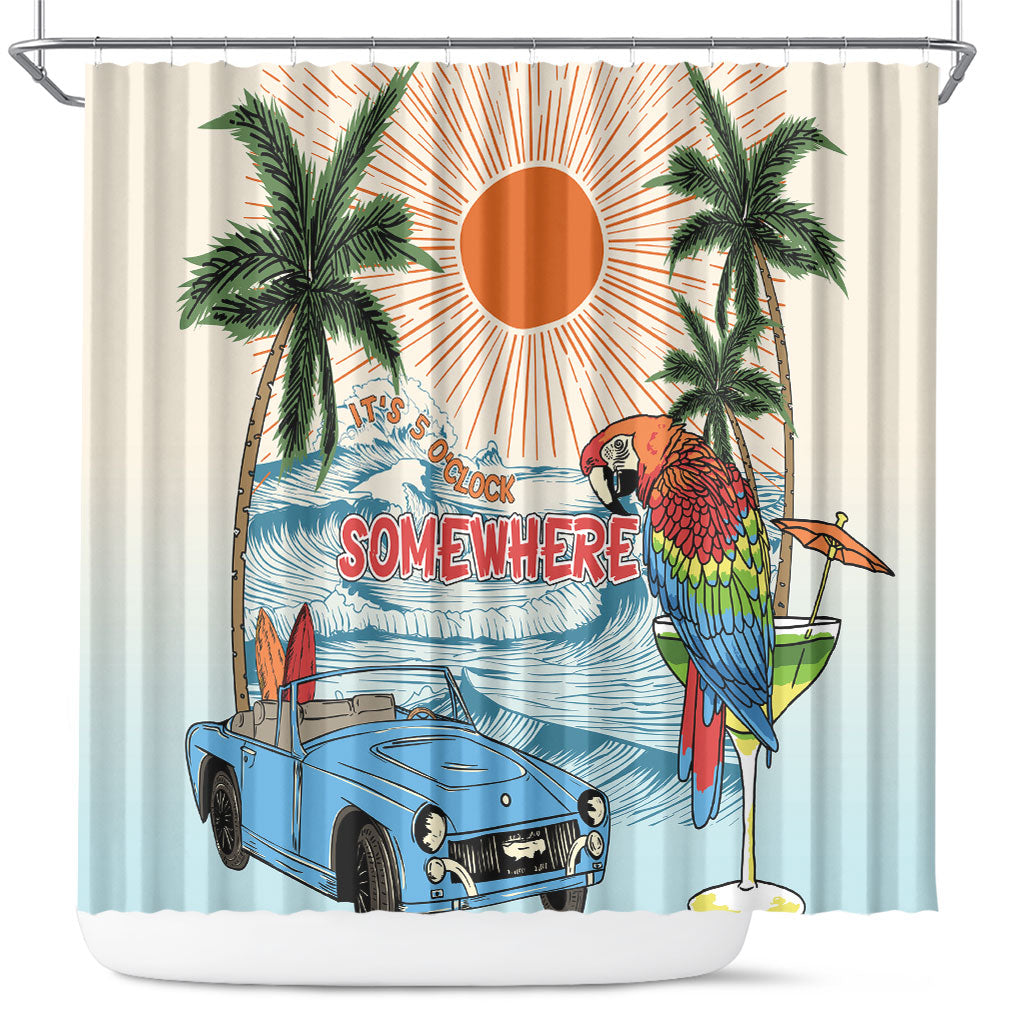 Summer Holiday It's 5 o'clock Somewhere Vintage Hawaii Shower Curtain LT7 Colorful - Polynesian Pride