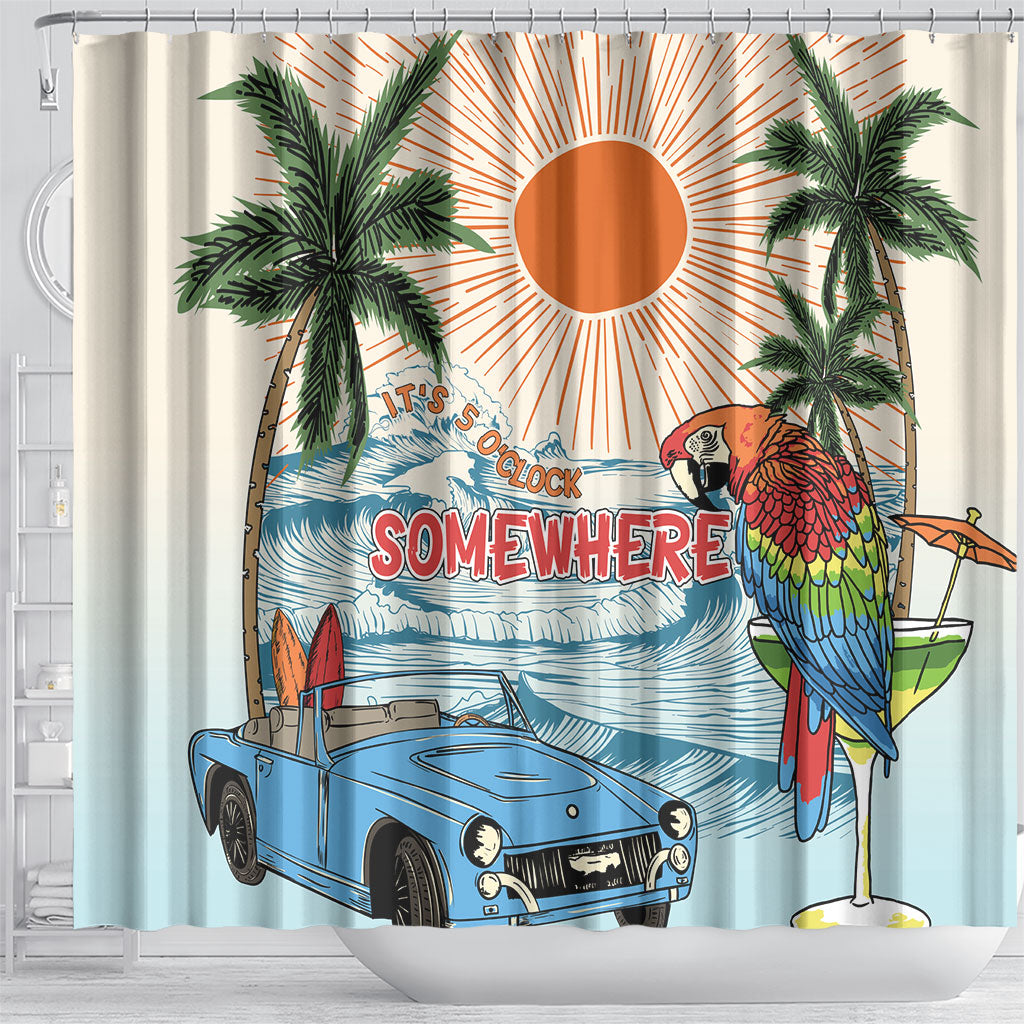 Summer Holiday It's 5 o'clock Somewhere Vintage Hawaii Shower Curtain LT7 - Polynesian Pride