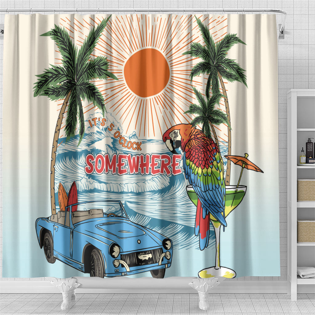 Summer Holiday It's 5 o'clock Somewhere Vintage Hawaii Shower Curtain LT7 - Polynesian Pride