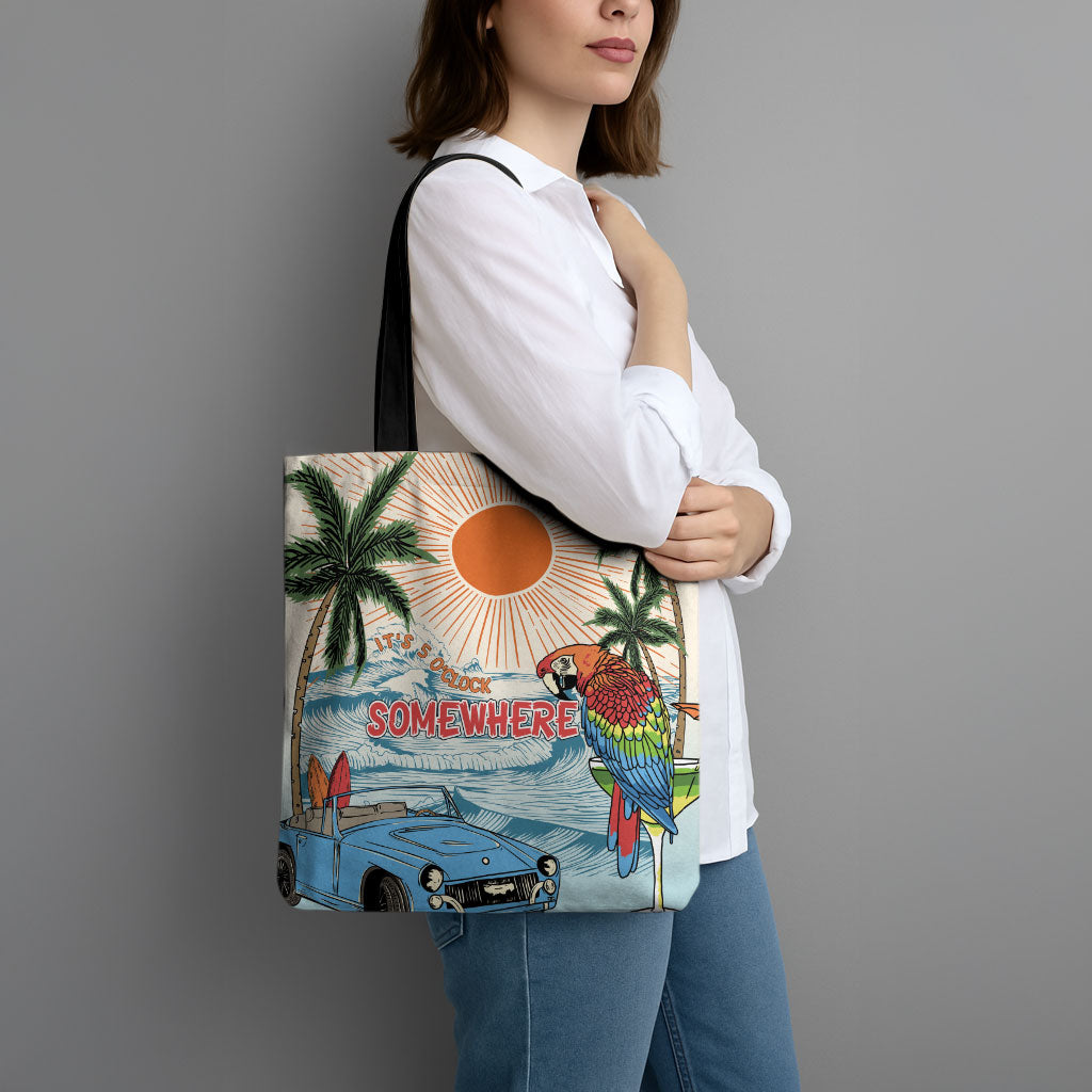 Summer Holiday It's 5 o'clock Somewhere Vintage Hawaii Tote Bag LT7 - Polynesian Pride
