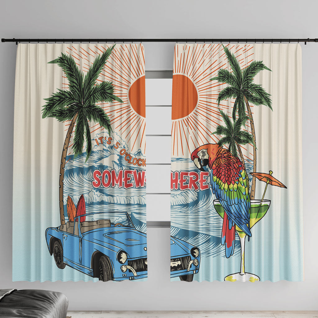 Summer Holiday It's 5 o'clock Somewhere Vintage Hawaii Window Curtain LT7 With Hooks Colorful - Polynesian Pride
