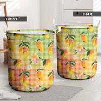 Aloha Hawaii Palaka Print Mango Plumeria Laundry Basket Tropical Vibes LT7 - Polynesian Pride