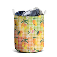 Aloha Hawaii Palaka Print Mango Plumeria Laundry Basket Tropical Vibes LT7 - Polynesian Pride