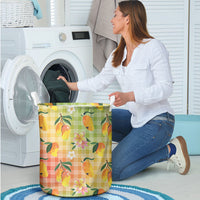 Aloha Hawaii Palaka Print Mango Plumeria Laundry Basket Tropical Vibes LT7 - Polynesian Pride
