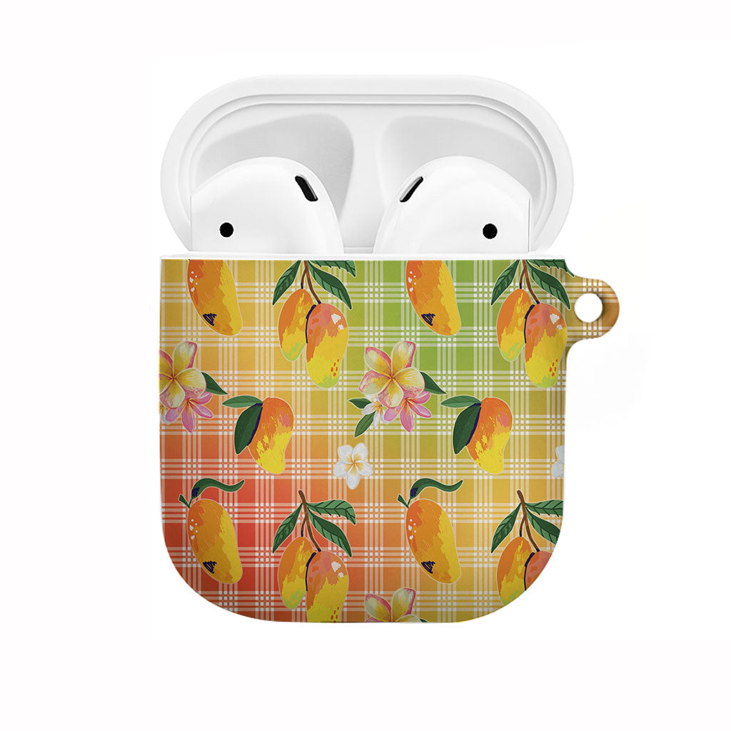 Aloha Hawaii Palaka Print Mango Plumeria AirPods Case Tropical Vibes LT7 Multicolor - Polynesian Pride