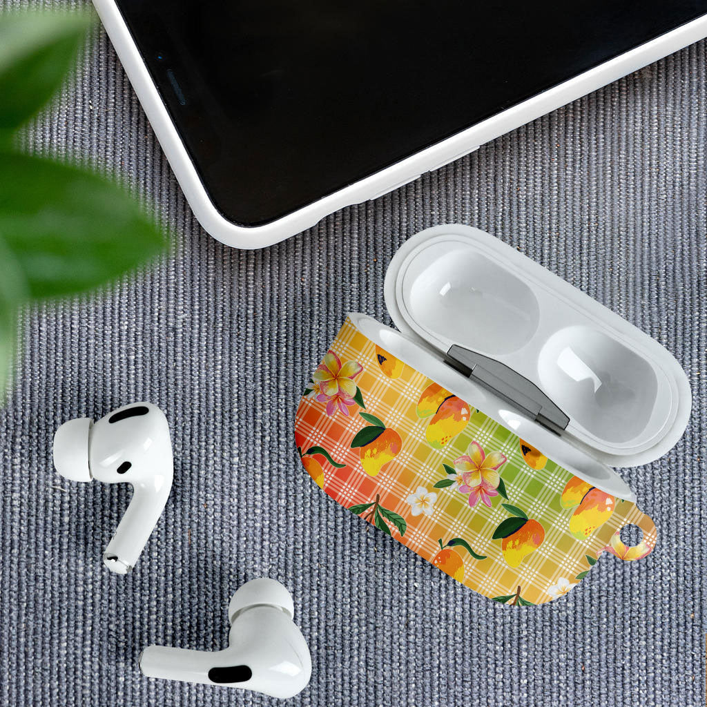 Aloha Hawaii Palaka Print Mango Plumeria AirPods Case Tropical Vibes LT7 - Polynesian Pride