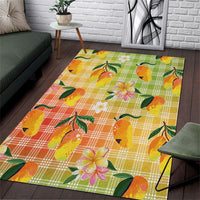 Aloha Hawaii Palaka Print Mango Plumeria Area Rug Tropical Vibes LT7 Multicolor - Polynesian Pride