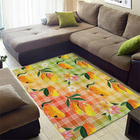 Aloha Hawaii Palaka Print Mango Plumeria Area Rug Tropical Vibes LT7 - Polynesian Pride